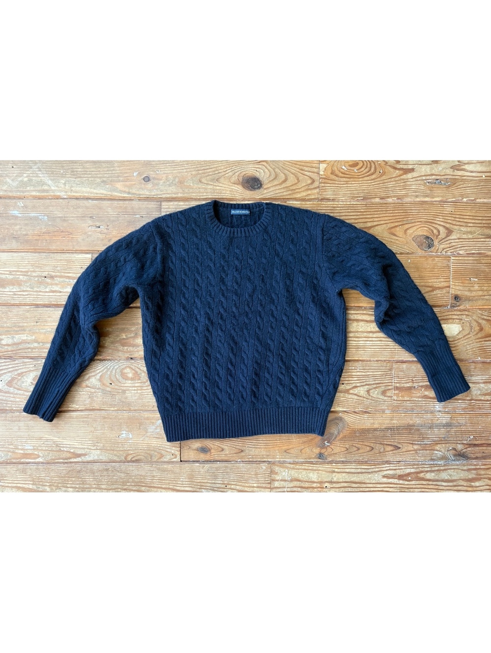 Brandy Melville Navy Blue Cable Knit Crewneck Sweater One Size